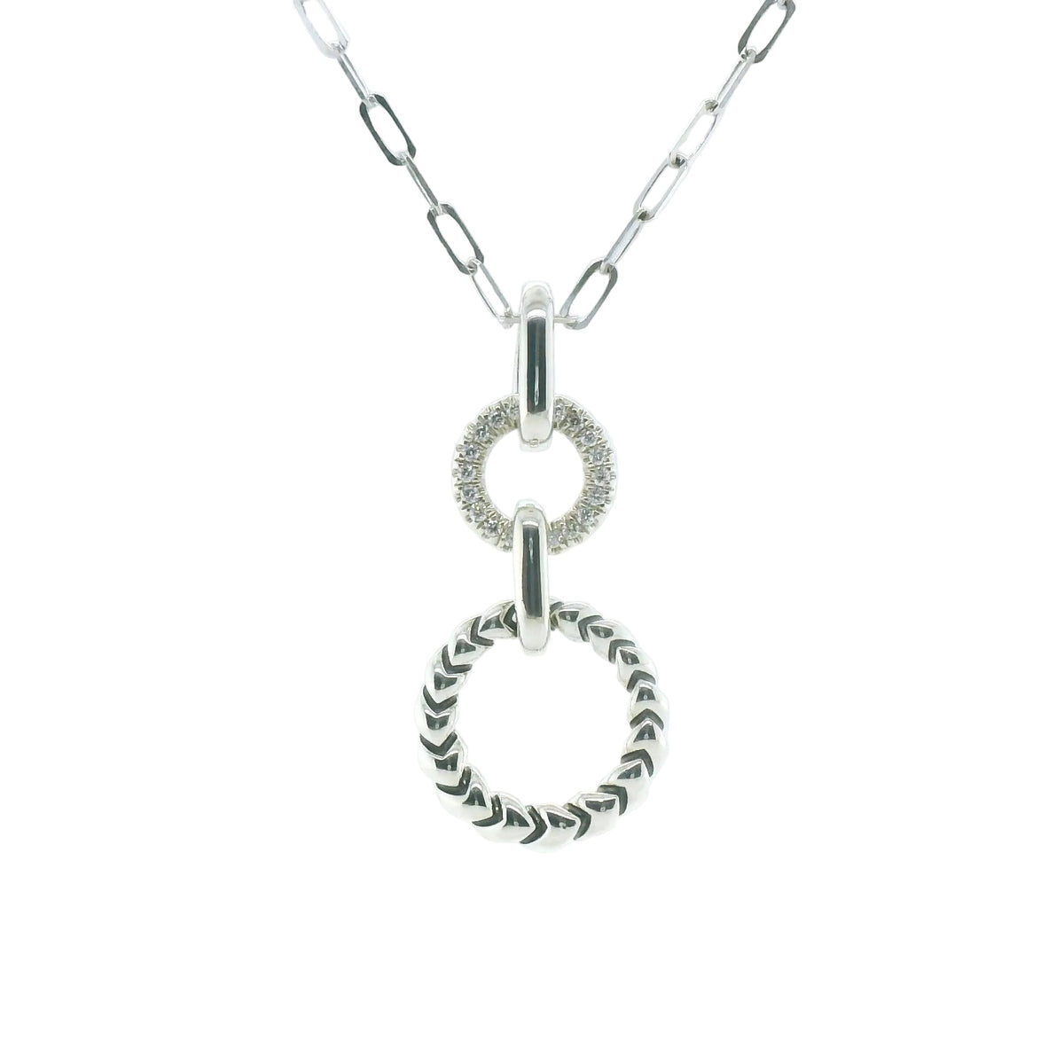 Perfect Love 0.13ct Diamond Silver Hoop Pendant with Chain