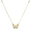 Perfect Love 0.10ct Diamond Yellow Gold Butterfly Necklace