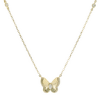 Perfect Love 0.10ct Diamond Yellow Gold Butterfly Necklace