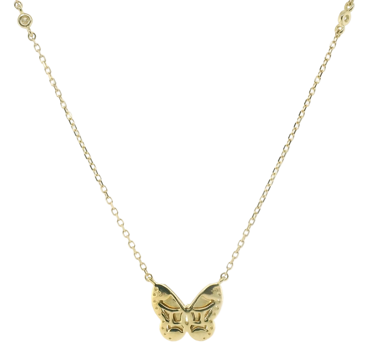 Perfect Love 0.10ct Diamond Yellow Gold Butterfly Necklace
