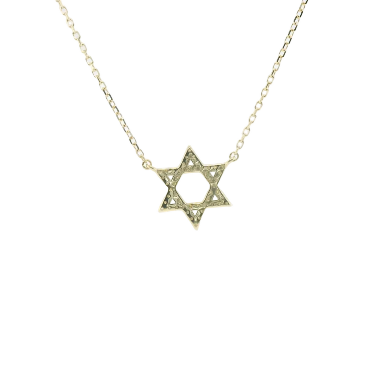 Perfect Love .10ct Diamond Yellow Gold Star of David Pendant with Chain