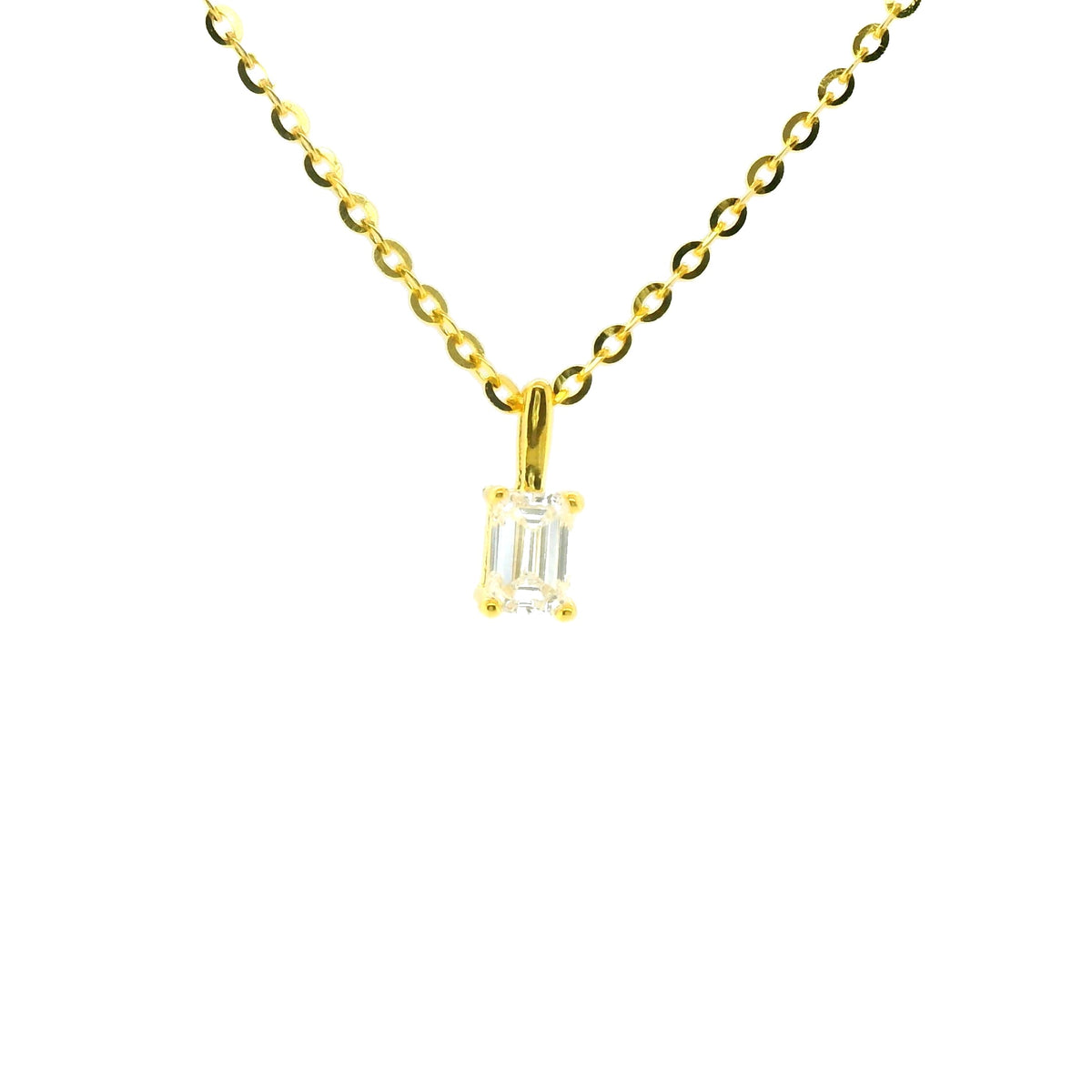 0.25ct Emerald Lab Diamond Gold Vermeil Necklace