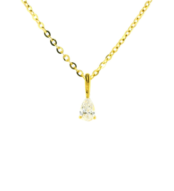 0.25ct Pear Lab Diamond Gold Vermeil Necklace with Chain