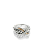 Apollo Curve Ring with Pave Diamonds