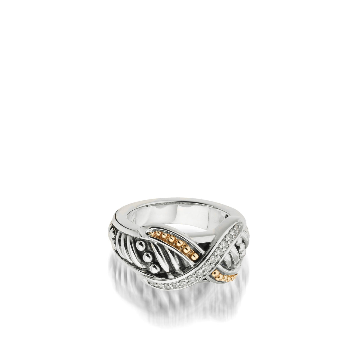 Apollo Curve Ring with Pave Diamonds
