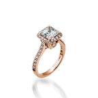Satin Princess Cut Yellow Gold Engagement Ring