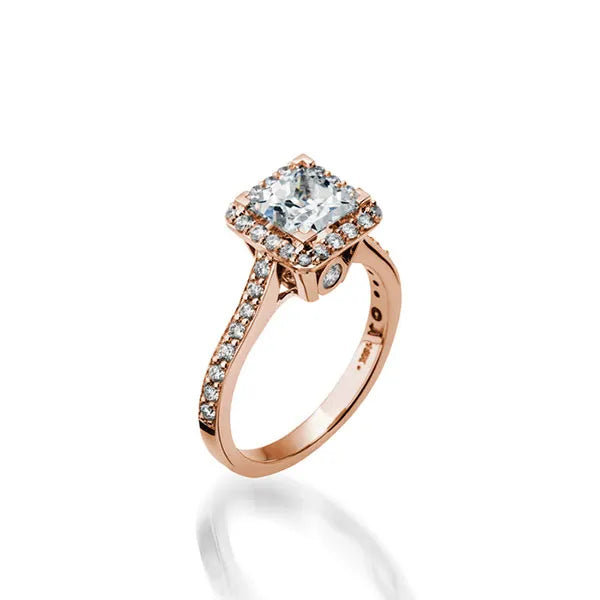 Satin Princess Cut Yellow Gold Engagement Ring