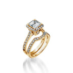 Satin Princess Cut Yellow Gold Engagement Ring