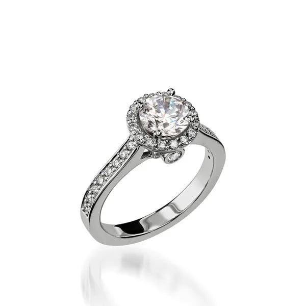 Satin Round Yellow Gold Engagement Ring