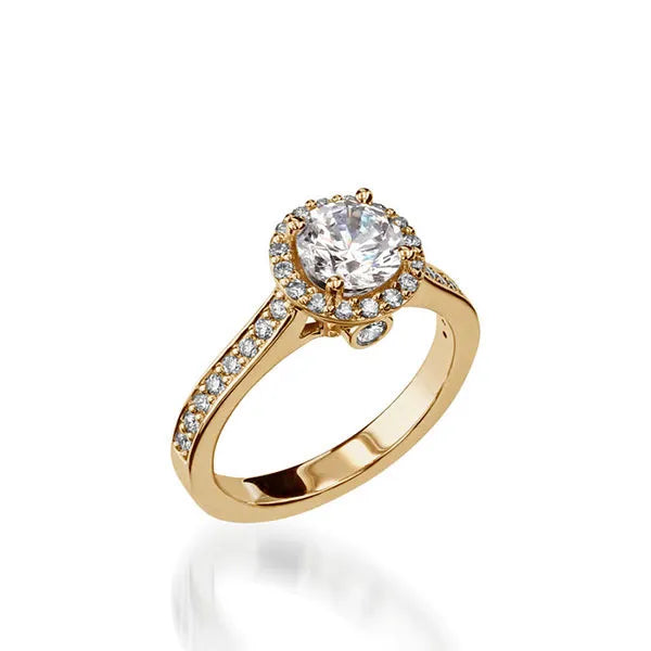 Satin Round Yellow Gold Engagement Ring