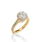 Satin Round Yellow Gold Engagement Ring