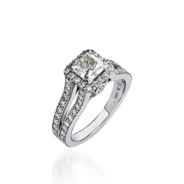 Chiffon Princess Cut Yellow Gold Engagement Ring