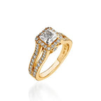 Chiffon Princess Cut Yellow Gold Engagement Ring