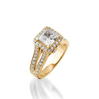 Chiffon Princess Cut Yellow Gold Engagement Ring
