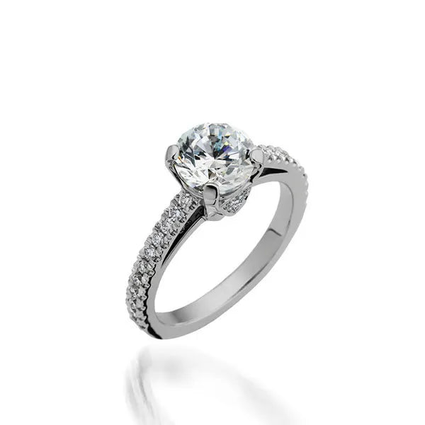 Starburst Round Yellow Gold Engagement Ring
