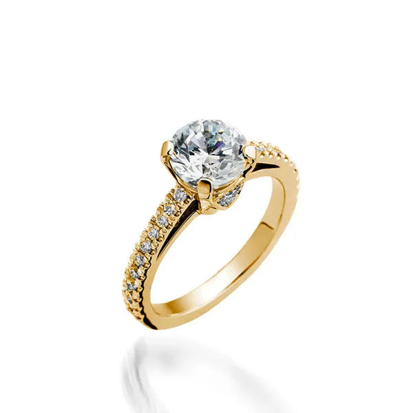 Starburst Round Yellow Gold Engagement Ring