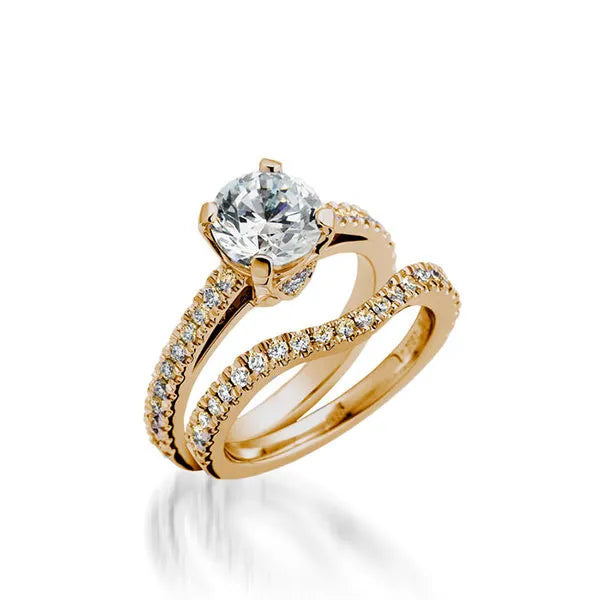 Starburst Round Yellow Gold Engagement Ring