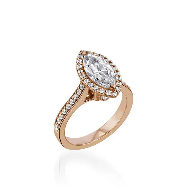 Satin Marquise Yellow Gold Engagement Ring