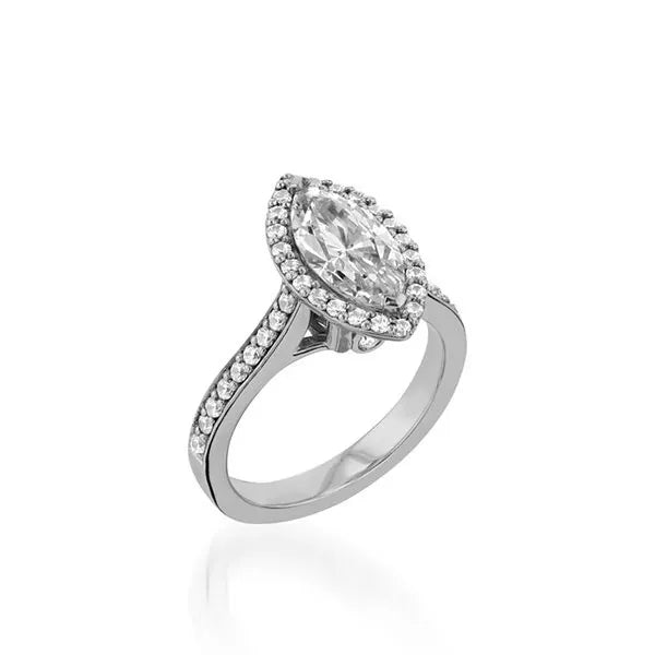 Satin Marquise Yellow Gold Engagement Ring