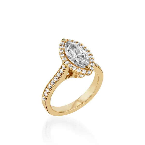 Satin Marquise Yellow Gold Engagement Ring
