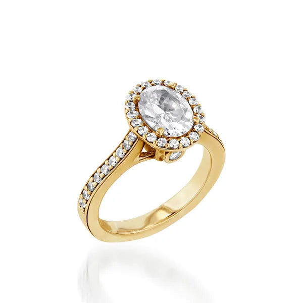 Satin Oval Yellow Gold Engagement Ring