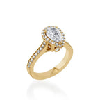 Satin Pear Yellow Gold Engagement Ring