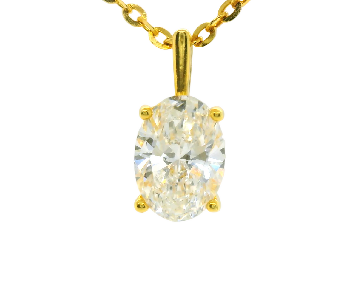 1ct Oval Lab Diamond Gold Vermeil Pendant with Chain