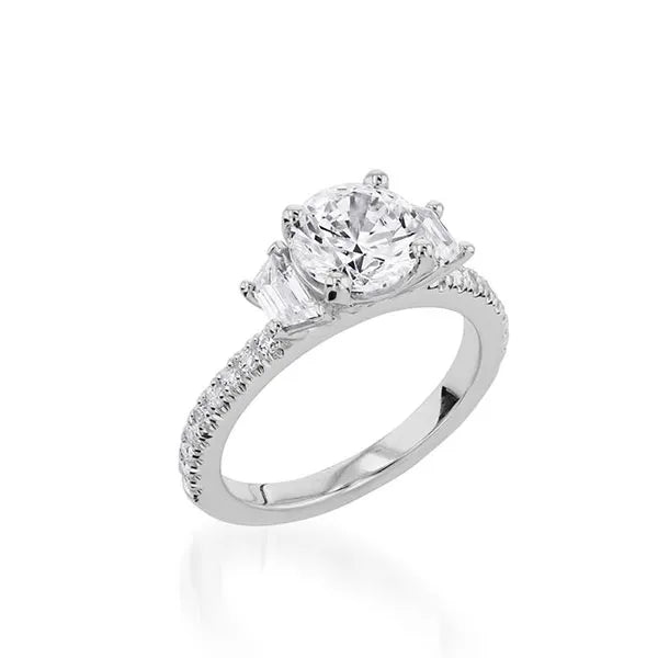 Essence Three Stone Yellow Gold Engagement Ring