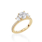Essence Three Stone Yellow Gold Engagement Ring