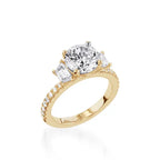 Essence Three Stone Yellow Gold Engagement Ring