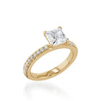 Essence Princess Cut Yellow Gold Engagement Ring