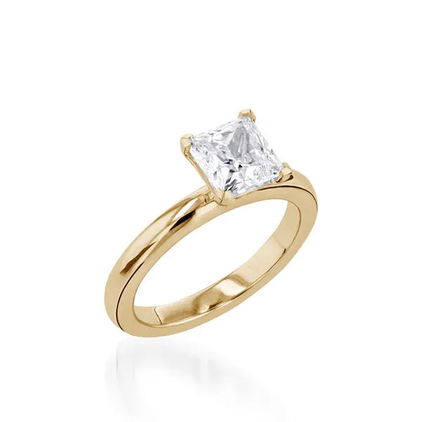 Essence Solitaire Princess Cut Yellow Gold Engagement Ring