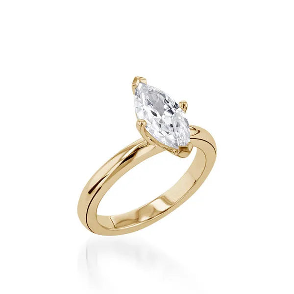 Essence Solitaire Marquise Yellow Gold Engagement Ring