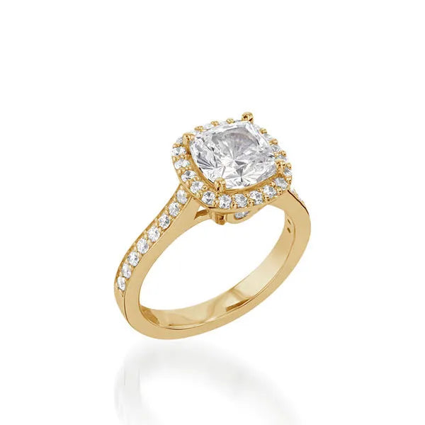 Satin Cushion Yellow Gold Engagement Ring