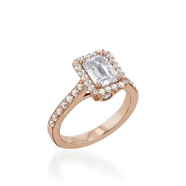 Satin Emerald Cut Yellow Gold Engagement Ring