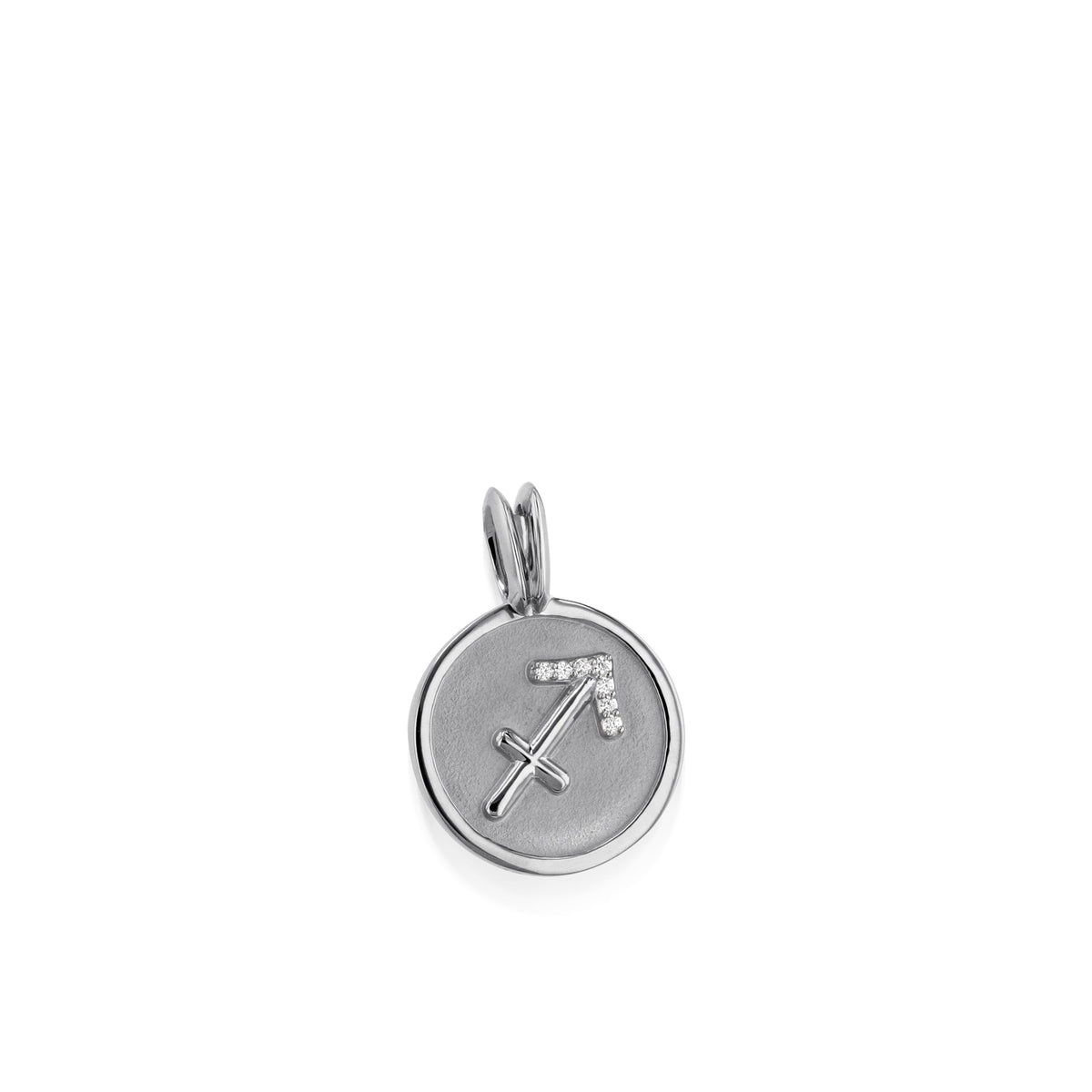 John Atencio Sagittarius Zodiac Medallion Pendant white gold medallion only