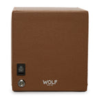 Wolf Cub Single Watch Winder in Cognac with Cover