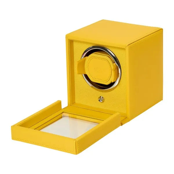 Wolf Cub Single Watch Winder in Yellow with Cover