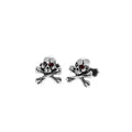 Skull & Crossbone Cuff Links With Red Garnet Stones