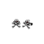 Skull & Crossbone Cuff Links With Red Garnet Stones