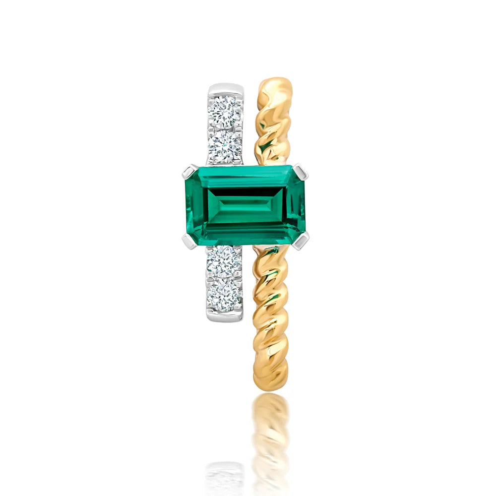 Chatham 0.52ct Lab Emerald & Diamond Pendant
