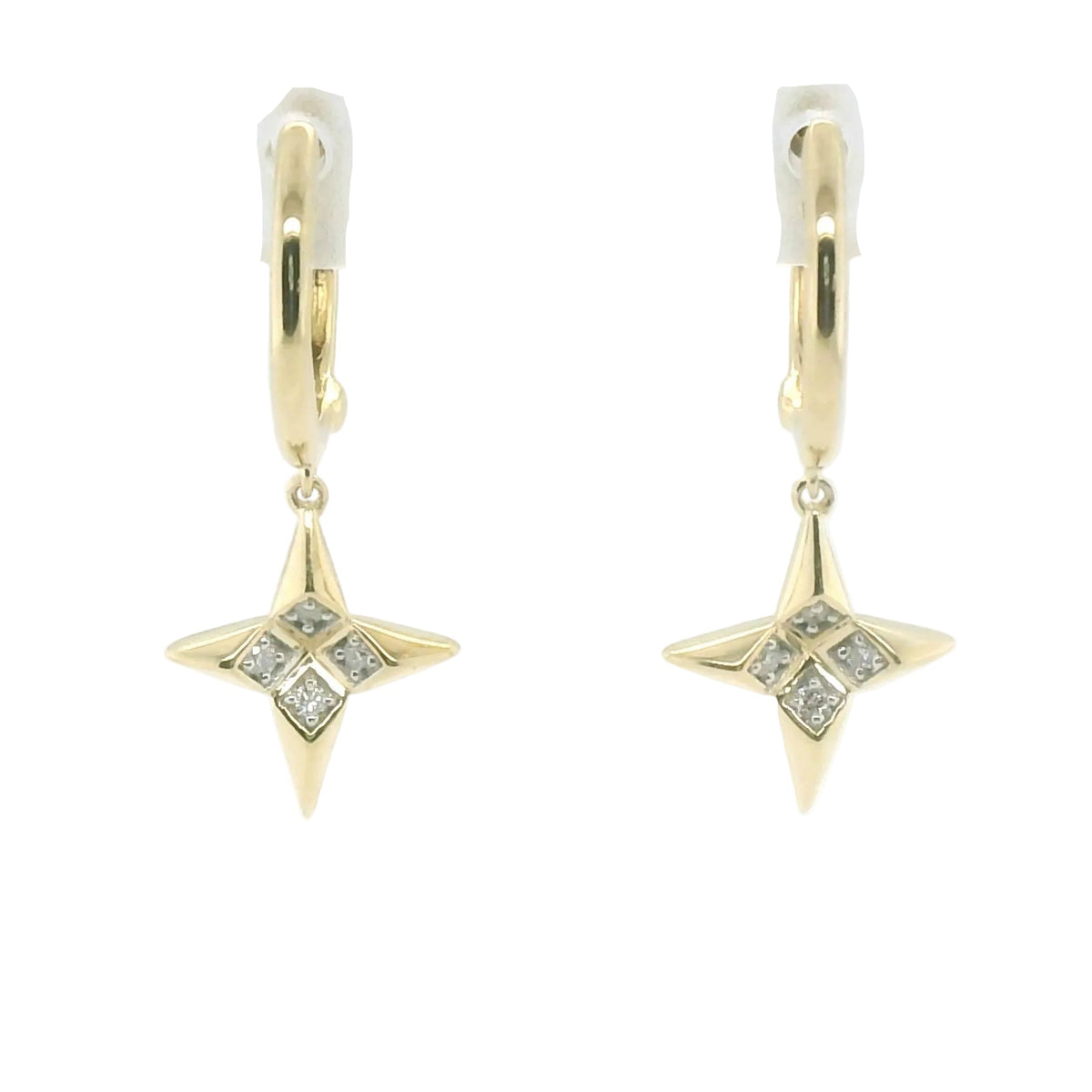 Perfect Love .07ct Diamond Gold Star Dangle Drops