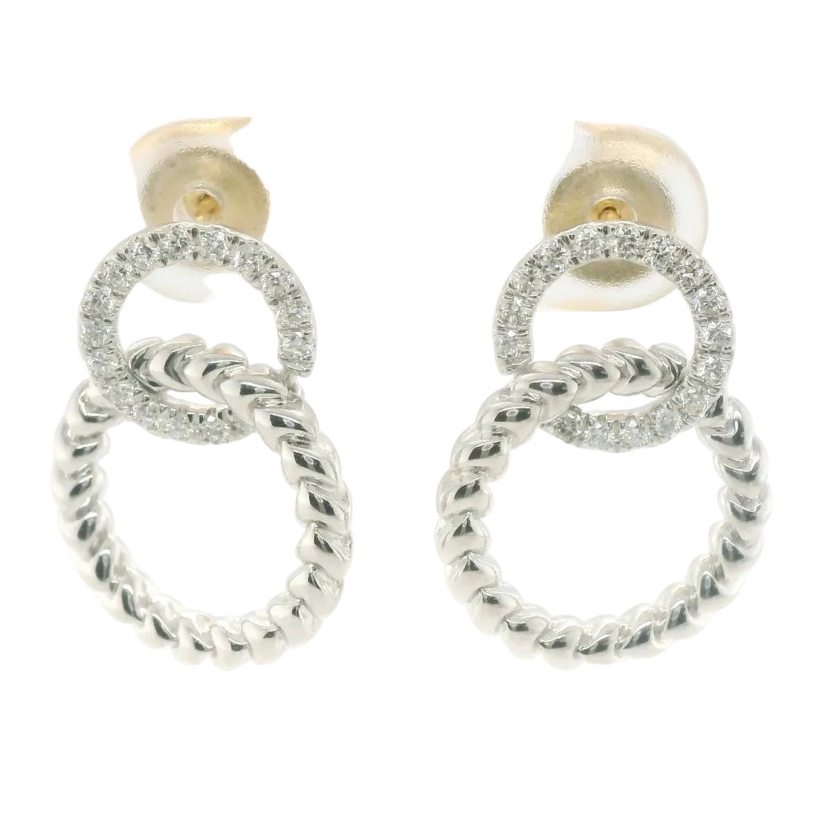 Perfect Love 0.25ct Diamond Two-Tone Circle Dangle Earrings