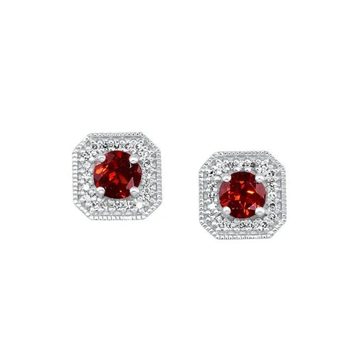 10Kt Yellow Gold Diamond 1/10Ctw & Garnet 5/8Ctw Earring