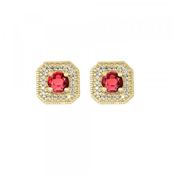 10Kt Yellow Gold Diamond 1/10Ctw & Garnet 5/8Ctw Earring
