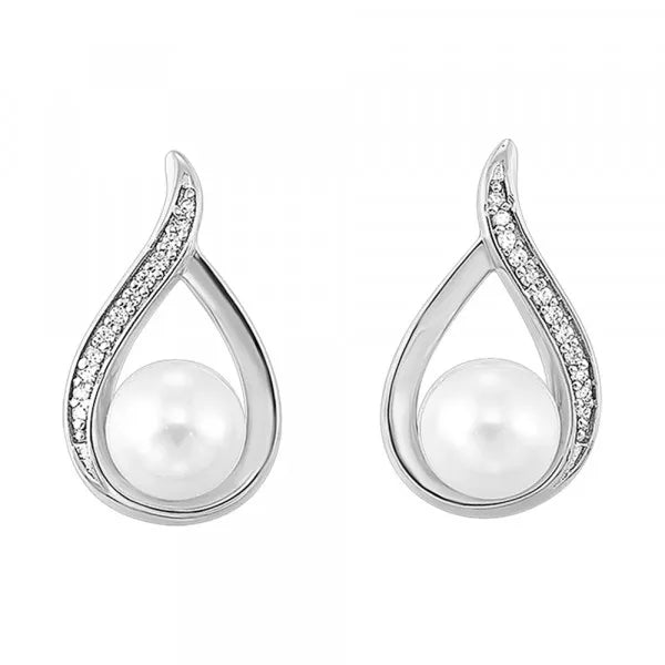 14Kt Yellow Gold Diamond 1/20Ctw & Pearl 2Ctw Earring