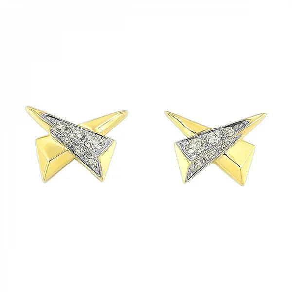 14K Yellow Gold Diamond 1/7Ctw Earrings