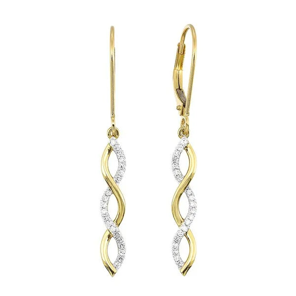 10K Yellow Gold Diamond 1/7Ctw Earrings