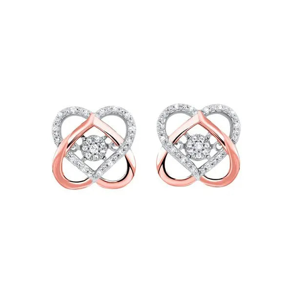 10Kt White Rose Gold Diamond 1/8Ctw Earring