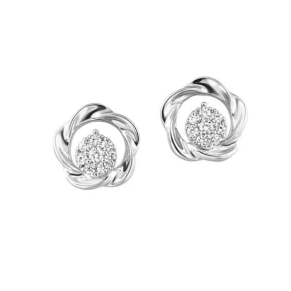 Silver Diamond 1/8Ctw Earring